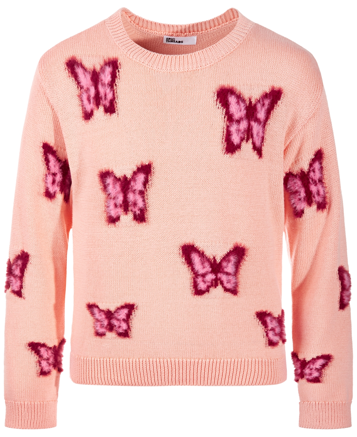 Epic Threads Toddler & Little Girls Butterfly-pattern Sweater, Created For Macy's In Apricot Sky