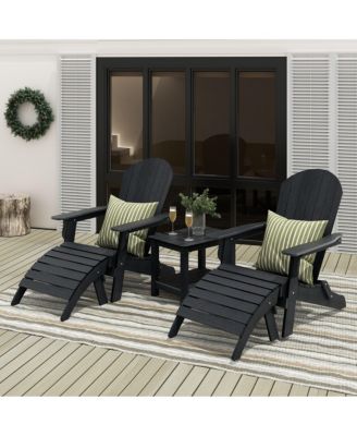 5-Piece Outdoor Adirondack Chair with Ottoman and Side Table Set