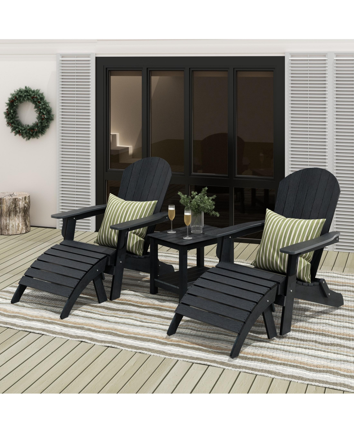 WestinTrends 5-Piece Outdoor Adirondack Chair with Ottoman and Side Table Set