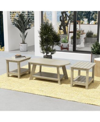 3-Piece Outdoor Adirondack Coffee Table and Side Table Set