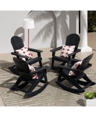 4-Piece Outdoor Patio All-weather Adirondack Rocking Chair Set