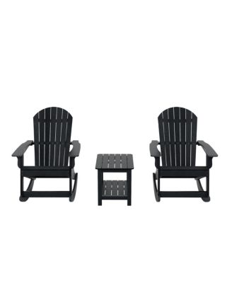 3-Piece Outdoor Patio Adirondack Rocking Chair with Side Table Set