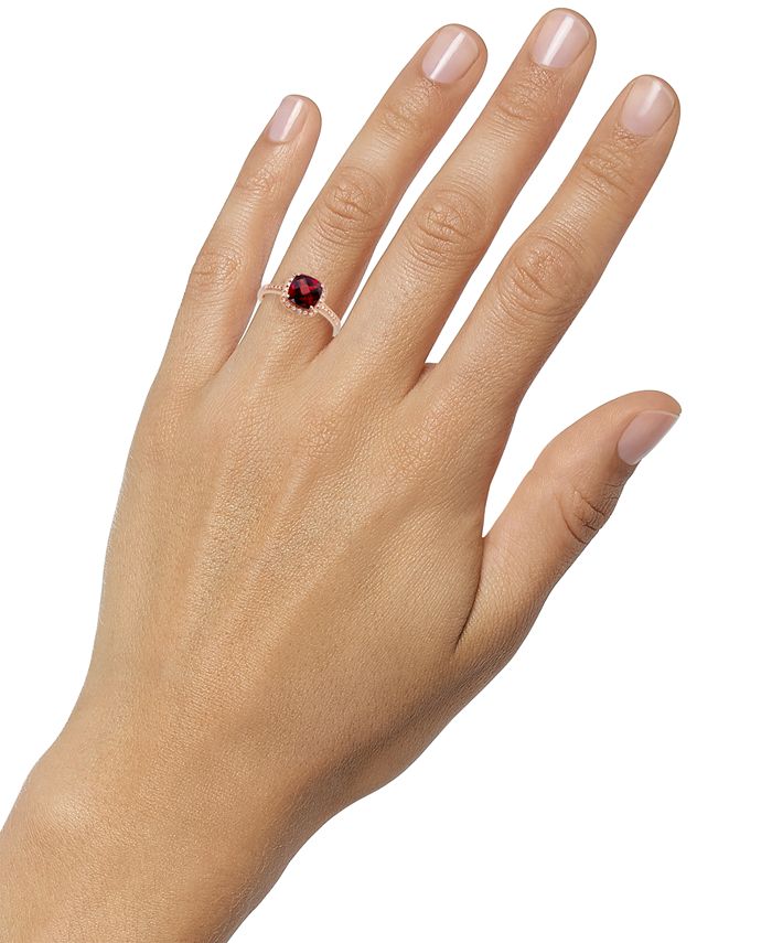 Macy s Garnet 2 1 4 ct. t.w. and Diamond Accent Ring in 14k Rose