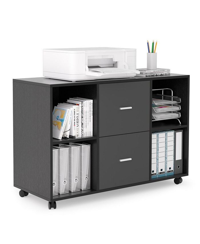 Simplie Fun 2 Drawer Wooden horizontal filing with 4 open