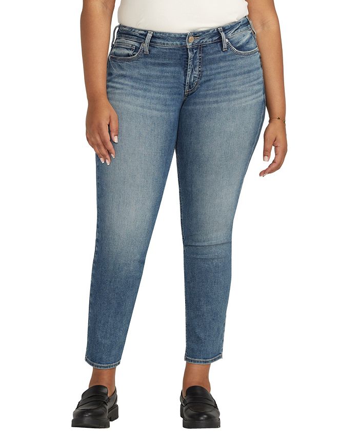 Silver Jeans Co. Plus Size Britt Straight-Leg Denim Jeans - Macy's