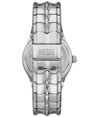 Men's Vert Quartz Three Hand Date Silver-Tone Stainless Steel Watch 44mm