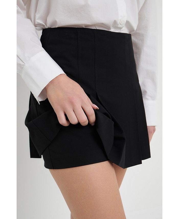 English Factory Women's Pleated Mid Rise Skorts Macy's