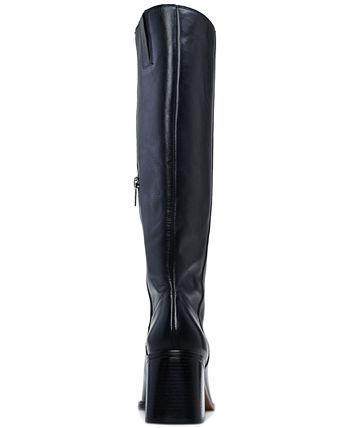 Sangeti Snip-Toe Block-Heel Wide-Calf Tall Boots