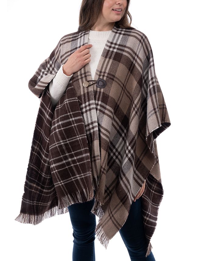 Style & Co Women's Reversible Plaid Wrap Topper, Created for Macy's ...