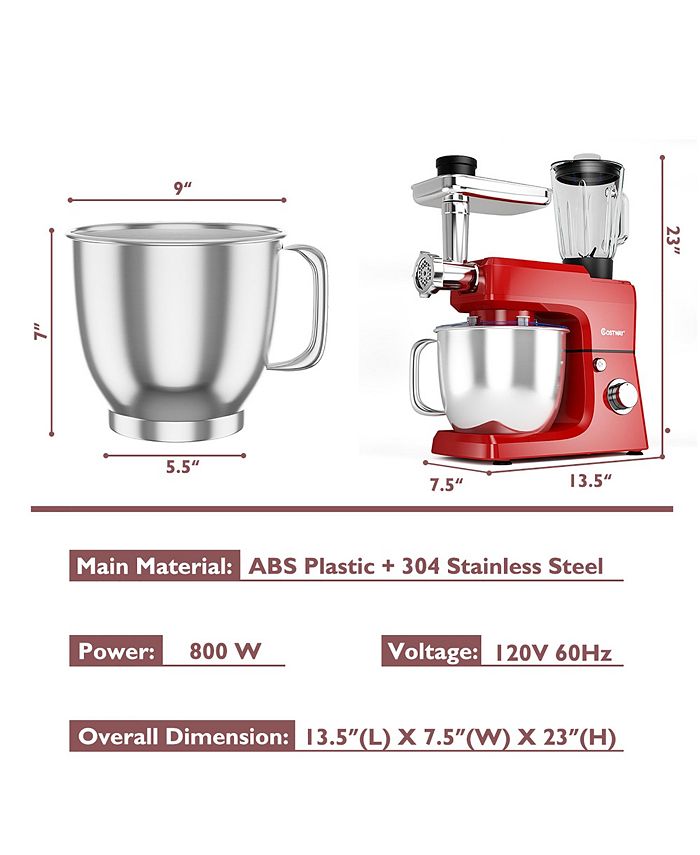 Costway 3 in 1 Multifunctional 800W Stand Mixer Meat Grinder Blender