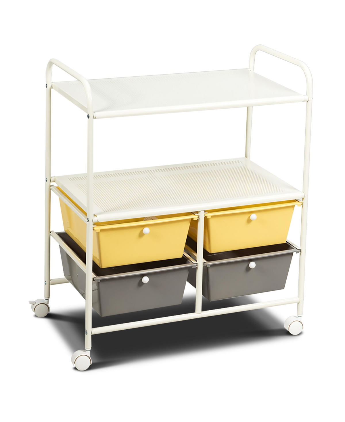 Rolling Storage Cart w/4 Drawers 2 Shelves Metal Rack Shelf Utility Organizer - Yellow