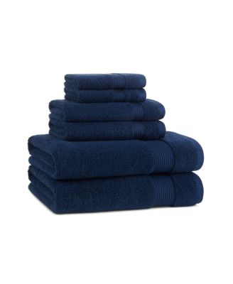 600 GSM Ringspun Cotton 6-Piece Bathroom Towel Set with Striped Dobby Border