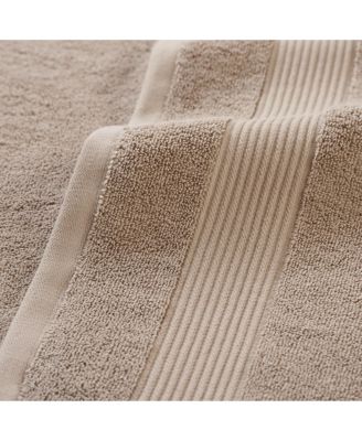 600 GSM Ringspun Cotton 6-Piece Bathroom Towel Set with Striped Dobby Border