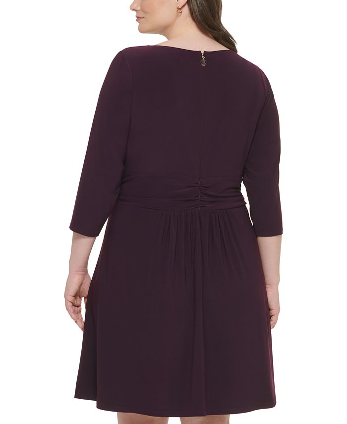 Tommy Hilfiger Plus Size Ruched Crossover-Front Knit Dress - Macy's
