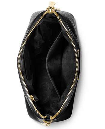 Michael Kors Emmy Cindy Dome Medium Top Zip Crossbody Saffiano Leather Black