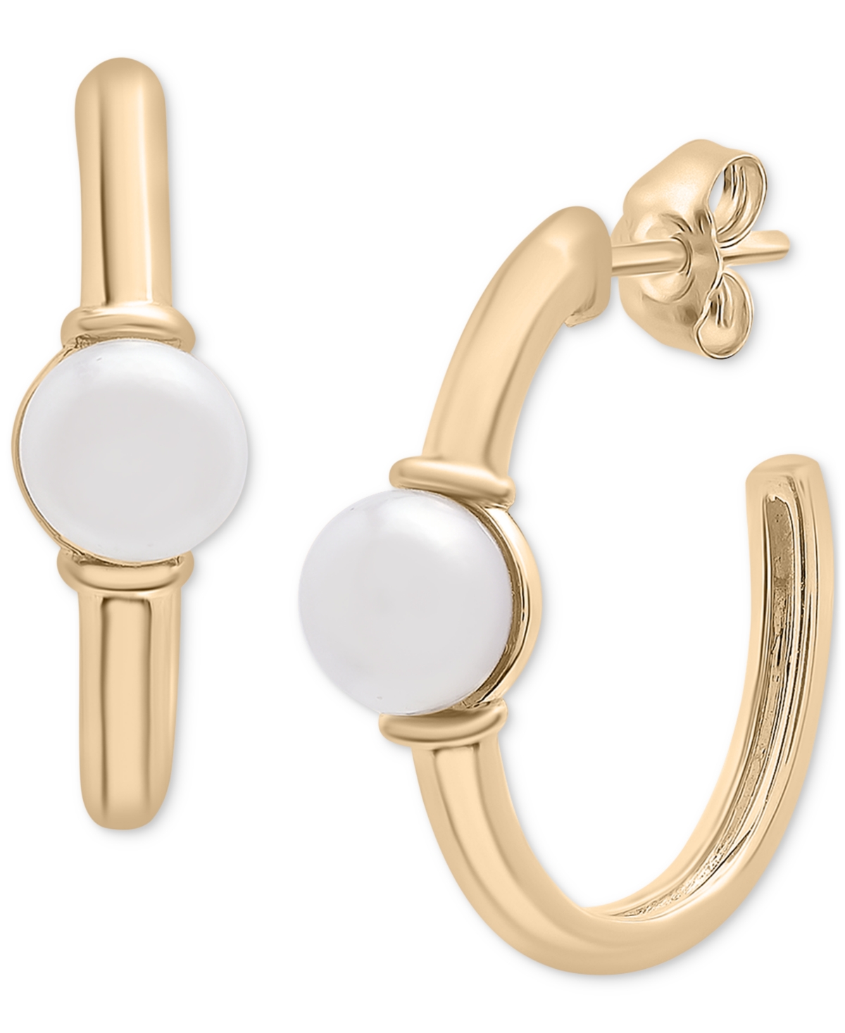 Cultured Freshwater Pearl (5mm) Small Hoop Earrings in Gold Vermeil, Created for Macy's - Gold Vermeil