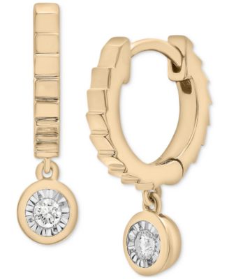 Audrey by Aurate - Diamond Dangle Textured Huggie Hoop Earrings (1/10 ct. t.w.) in Gold Vermeil
