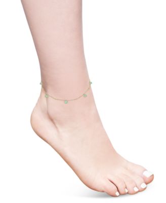 Lab-Grown Emerald Dangle Station Ankle Bracelet (1-1/5 ct. t.w.) in 14k Gold-Plated Sterling Silver