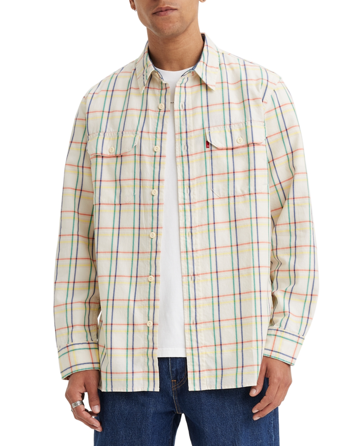 Levi's Men's Worker Relaxed-fit Button-down Shirt In Smaller Samson Plaid Egret