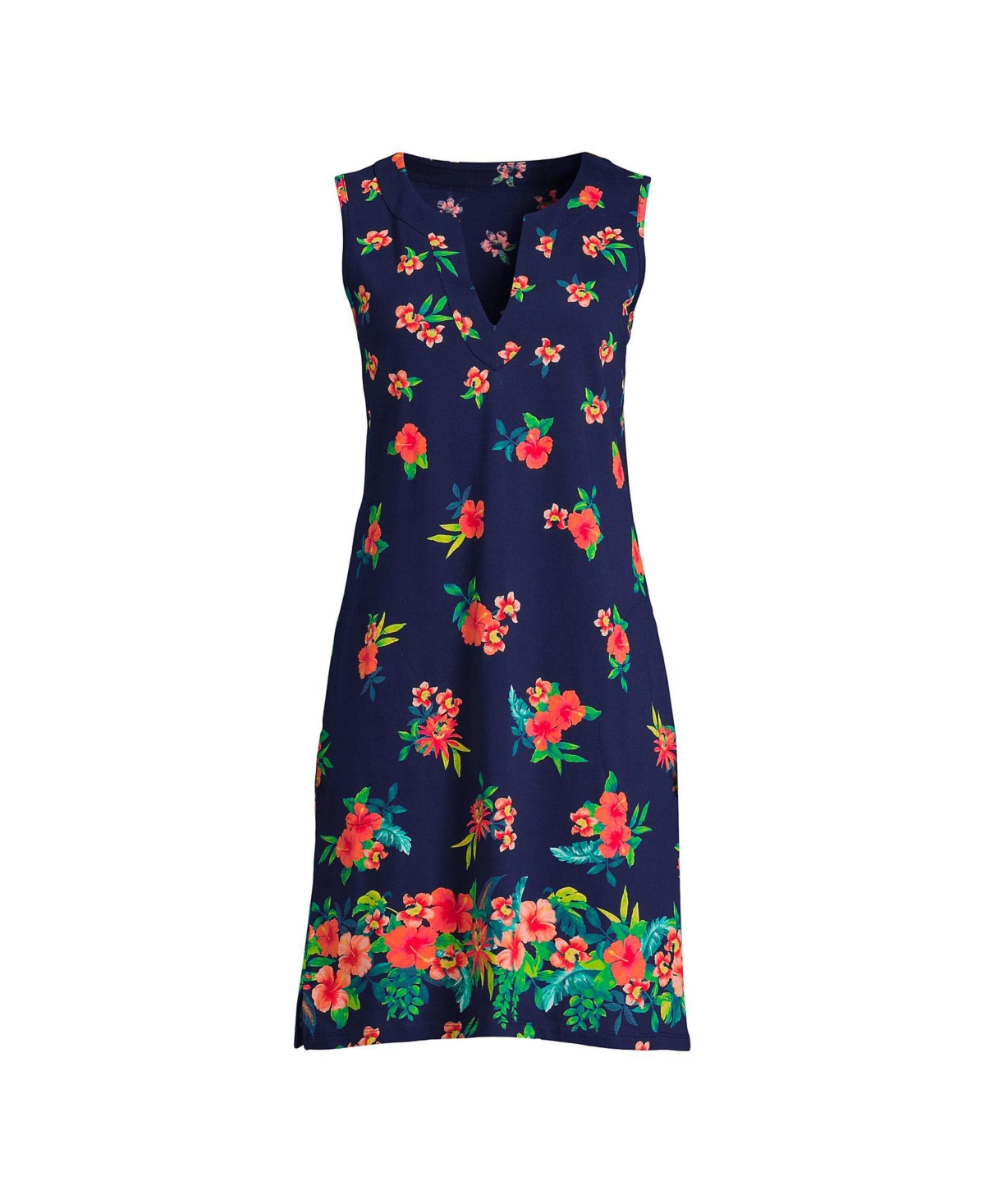 lands' end women's cotton jersey sleeveless swim cover-up dress Women's Cotton Jersey Sleeveless Swim Cover-up Dress Print