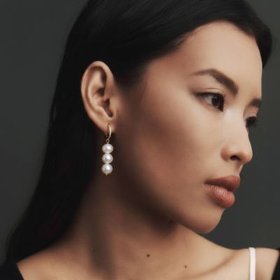 18K Gold Plated Brass with Freshwater Pearl - Maja Earrings For Women