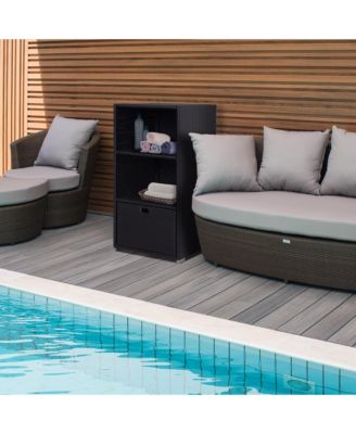 PE Rat Pool Towel Rack with 2 Storage Shelves Basket