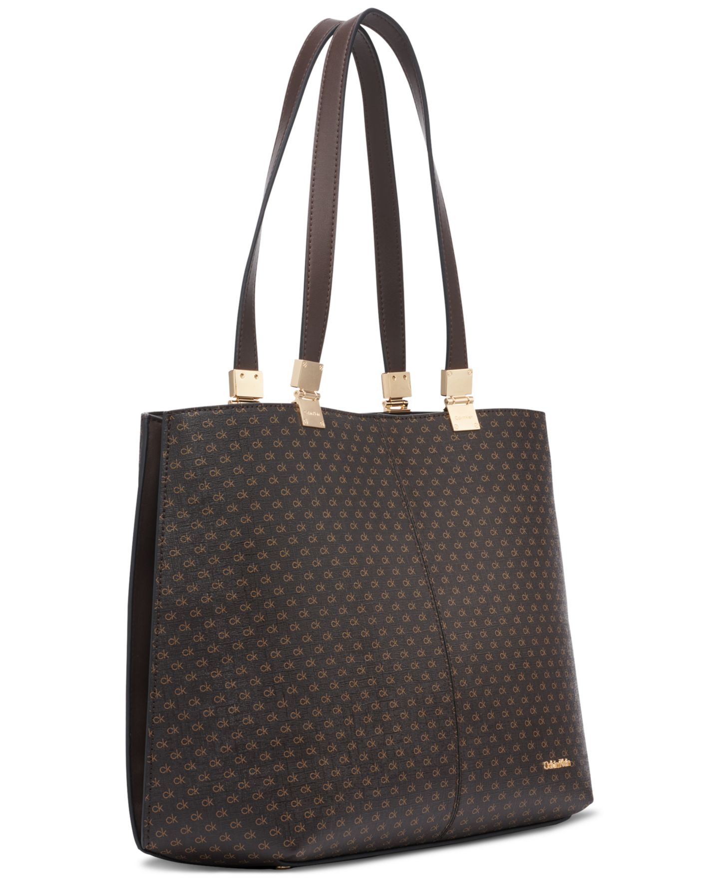 Женская сумка Calvin Klein Granite Signature Triple Compartment Tote with Magnetic Snap, цвет: Коричневый хаки — фото 2