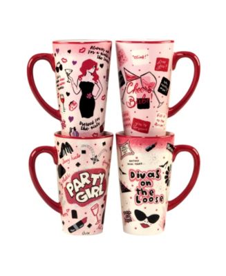 Certified International Lolita Divas on the Loose 4 Piece Latte Mug ...