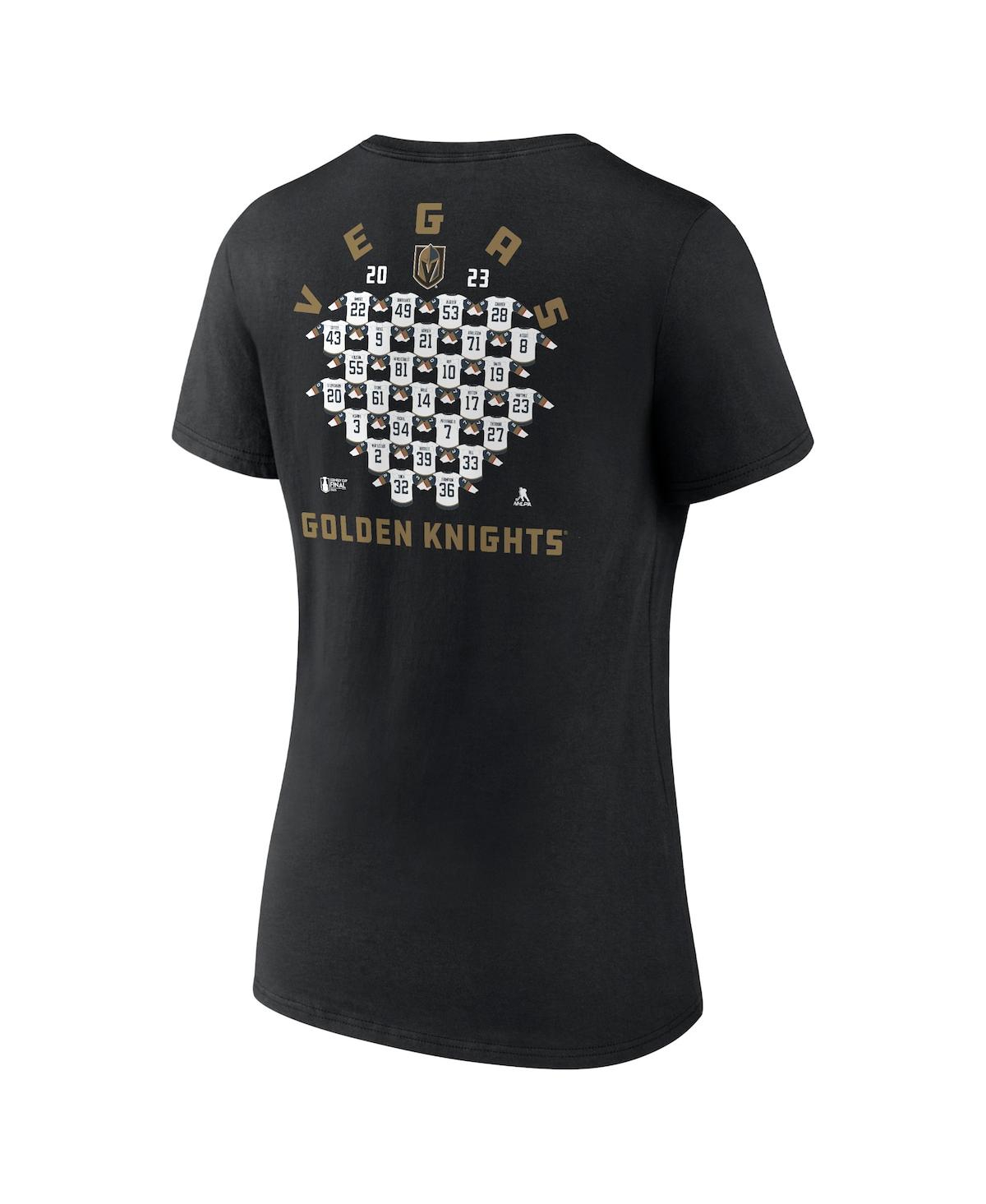 Women's FanaticsVegas Golden Knights 2023 Stanley Cup Champions Jersey Roster V-Neck T-shirt - Black