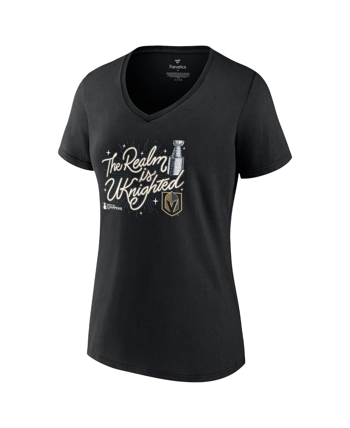 Women's FanaticsVegas Golden Knights 2023 Stanley Cup Champions Celebration V-Neck T-shirt - Black