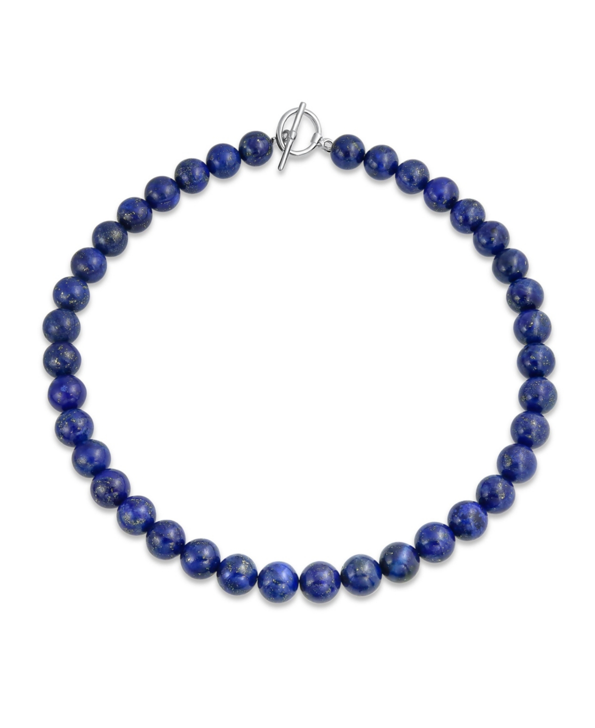 Bling Jewelry Plain Simple Smooth Classic Red Natural Carnelian Round 10MM Bead Strand Necklace Silver Plated Clasp - Blue lapis lazuli