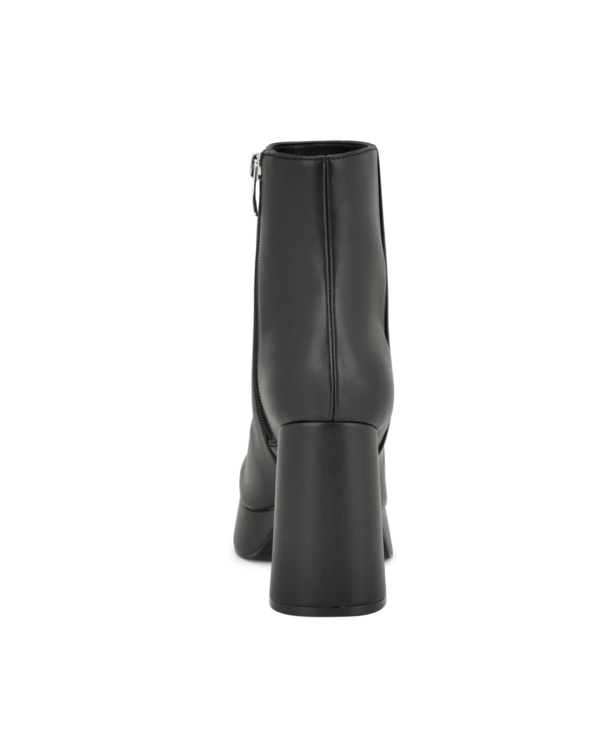 Nine West Women's Velo Flared Block Heel Platform Dress Booties - Black Smooth - Faux Leather