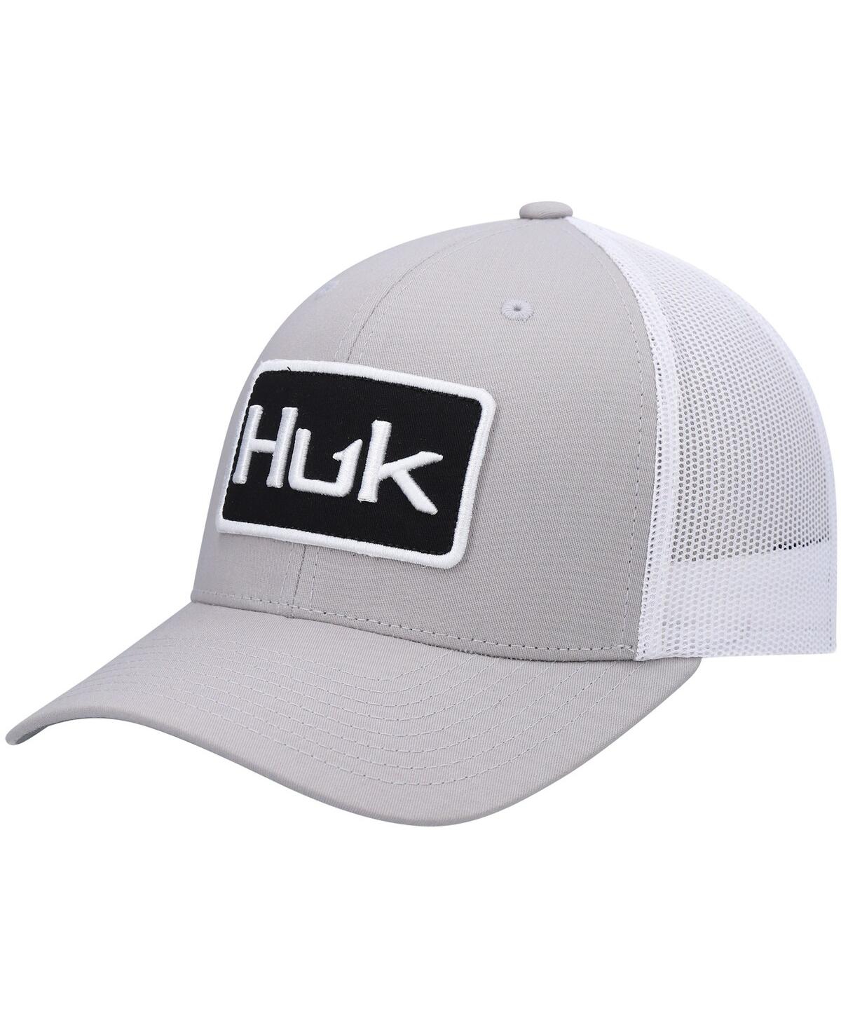 Men's Huk Gray Solid Trucker Snapback Hat - Gray