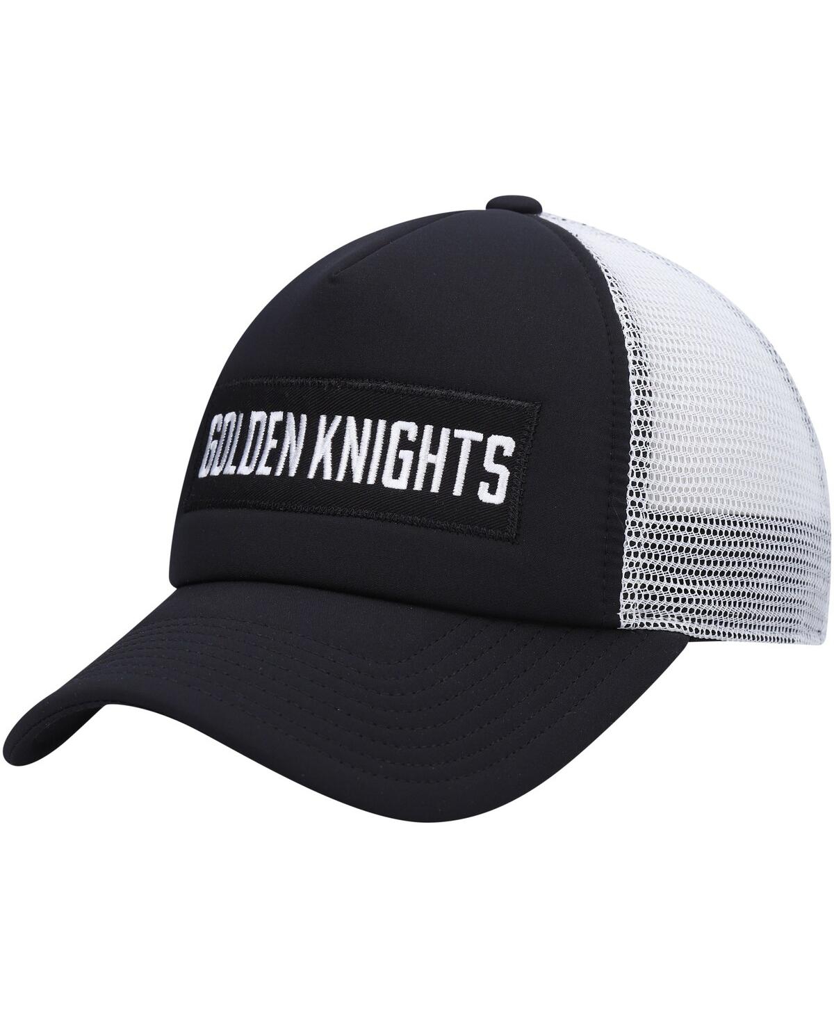 Shop Adidas Originals Men's Adidas Black, White Vegas Golden Knights Team Plate Trucker Snapback Hat In Black,white