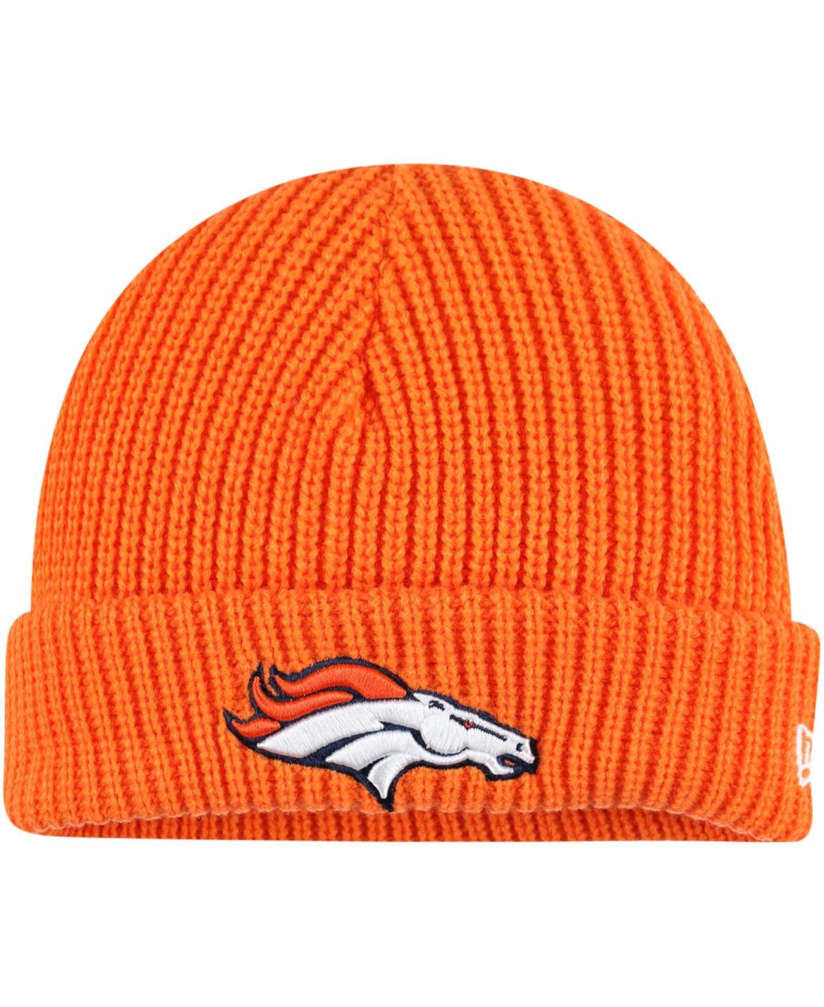 Shop New Era Men's  Orange Denver Broncos Fisherman Skully Cuffed Knit Hat