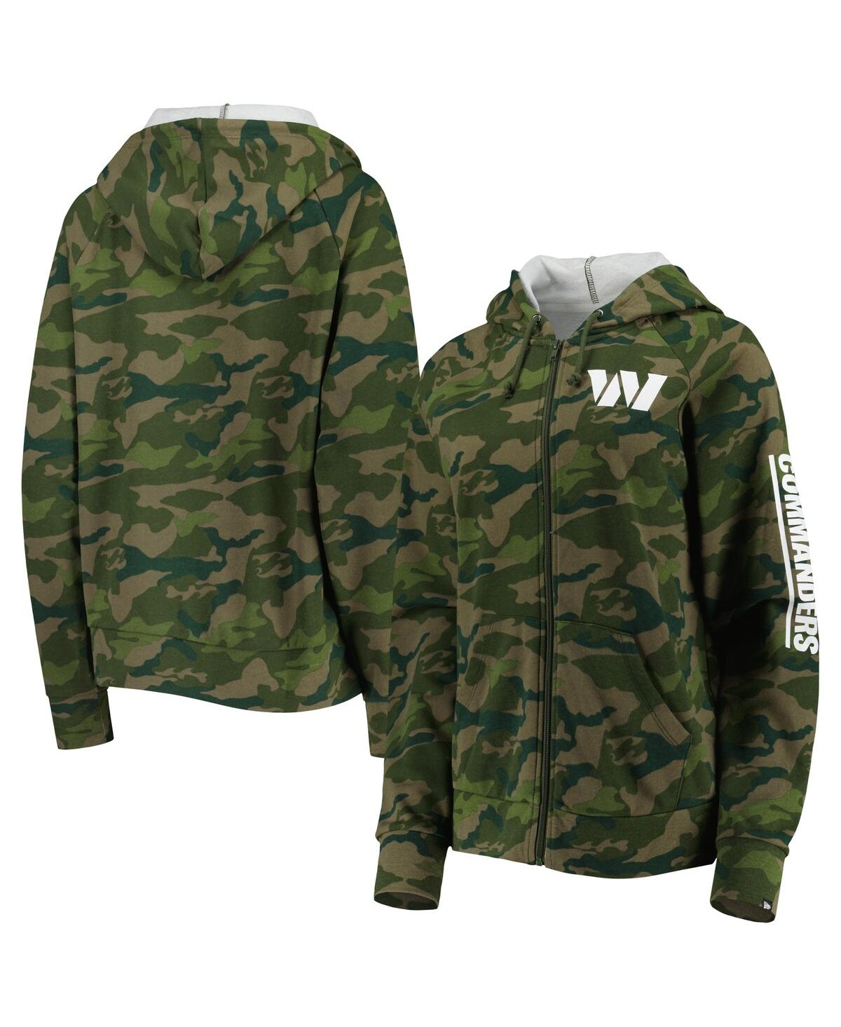 NEW ERA WOMEN'S NEW ERA CAMO WASHINGTON COMMANDERS RAGLAN FULL-ZIP HOODIE 