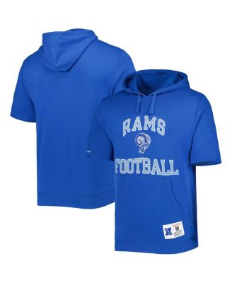 Men's Royal Los Angeles Rams Washed Short Sleeve Pullover Hoodie