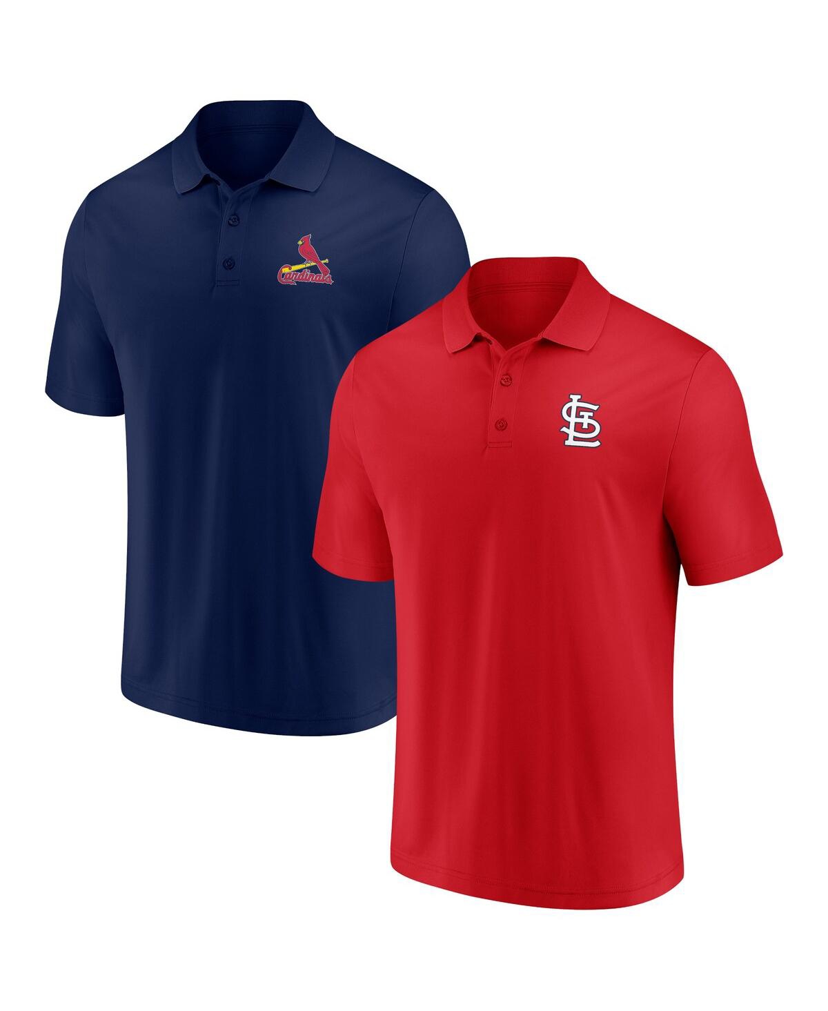 Fanatics Men's  Red, Navy St. Louis Cardinals Dueling Logos Polo Shirt Combo Set In Red,navy