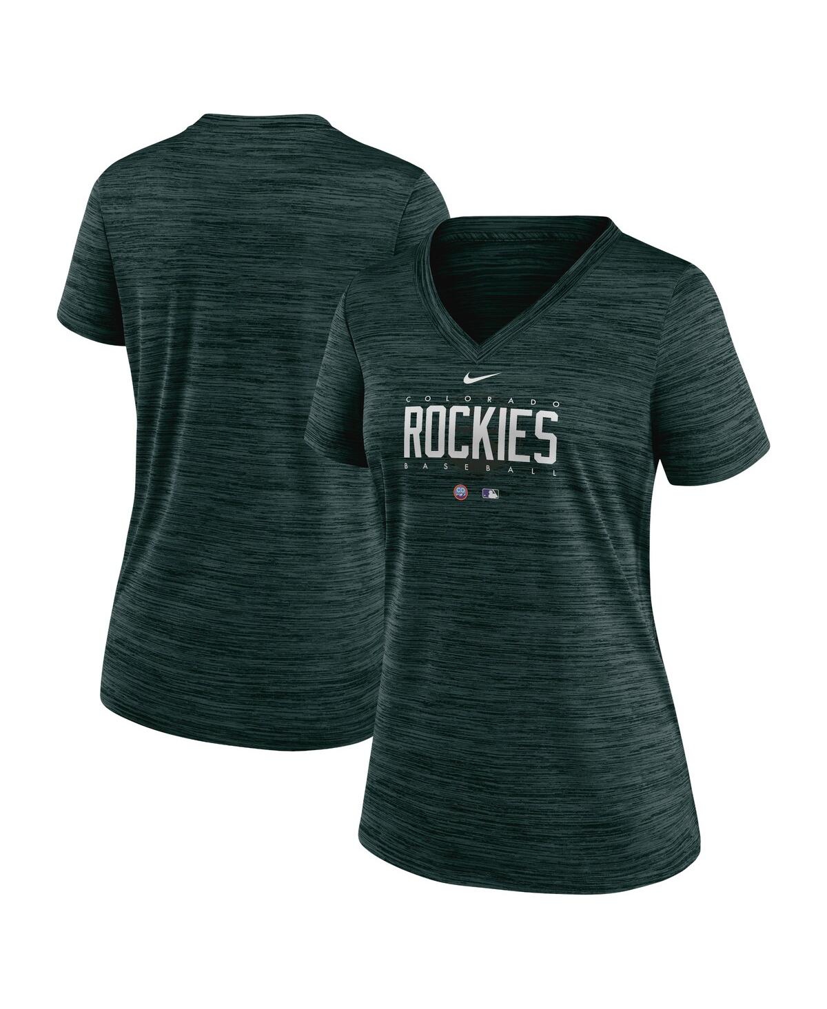 Shop Nike Women's  Green Colorado Rockies City Connect Velocity Practice Performance V-neck T-shirt