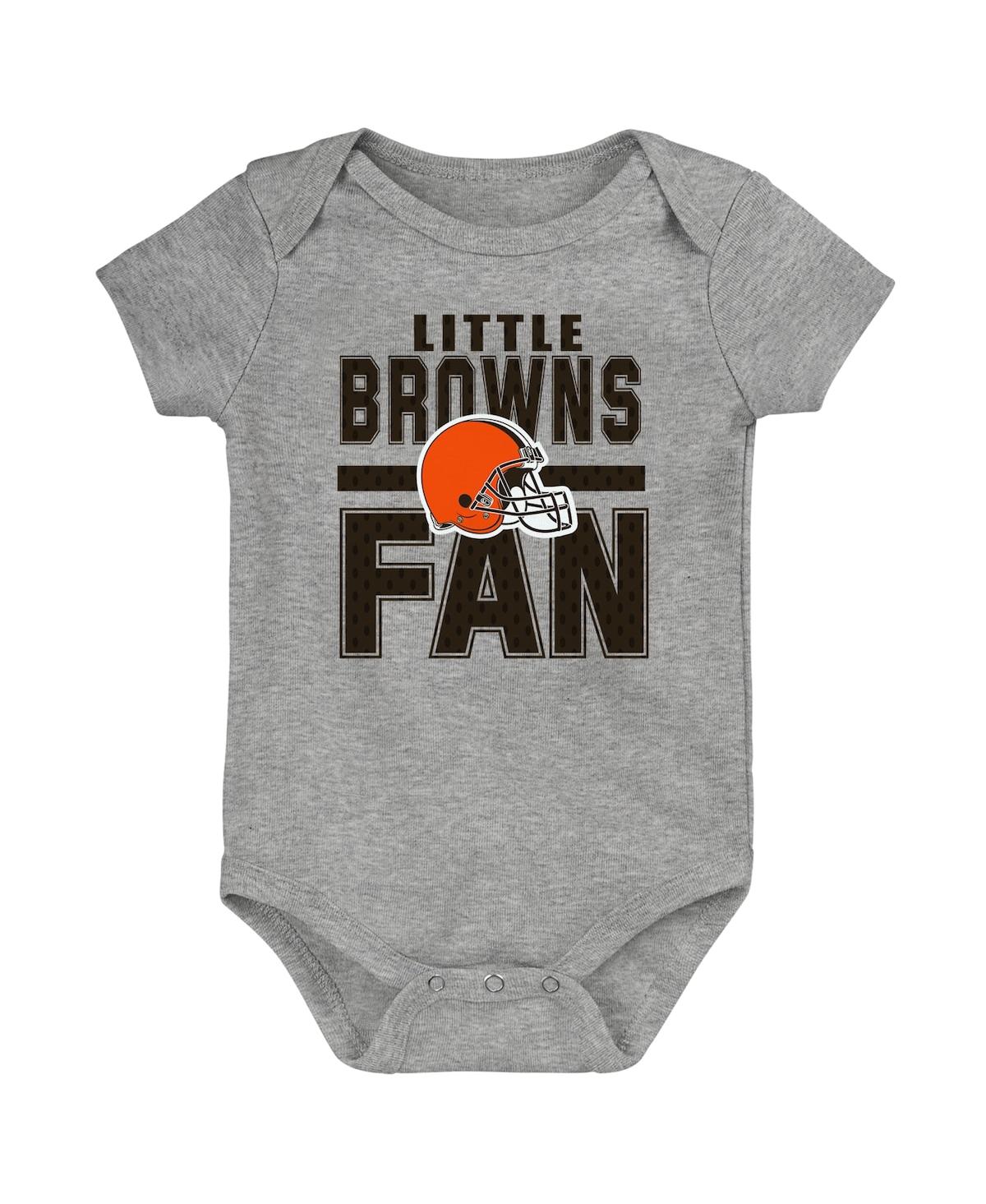 Outerstuff Babies' Newborn And Infant Boys And Girls Heathered Gray Cleveland Browns Little Fan Bodysuit