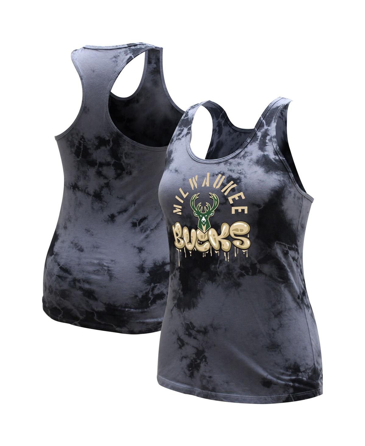 Shop Stadium Essentials Women's  Charcoal Milwaukee Bucks Street Art Dark Crystal Washed Tank Top