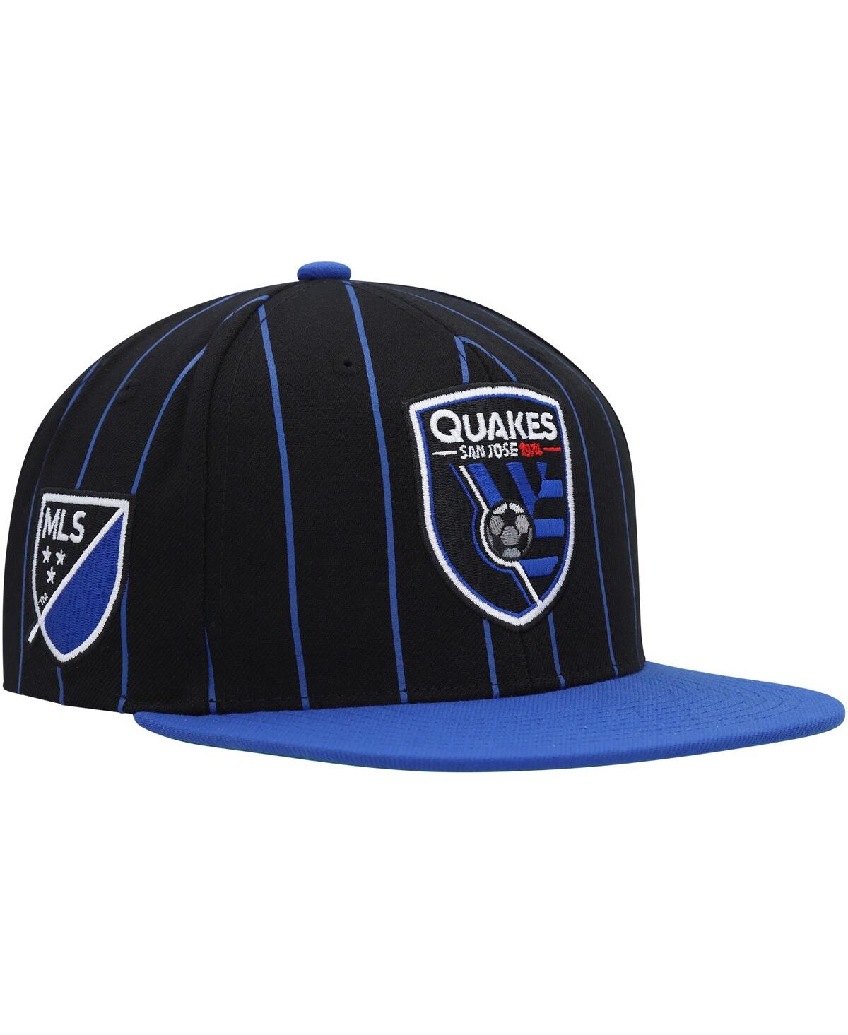 Shop Mitchell & Ness Men's  Black San Jose Earthquakes Team Pin Snapback Hat