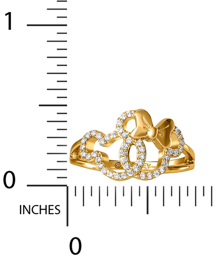 Disney Cubic Zirconia Mickey & Minnie Mouse Interlocking Ring in 18k ...