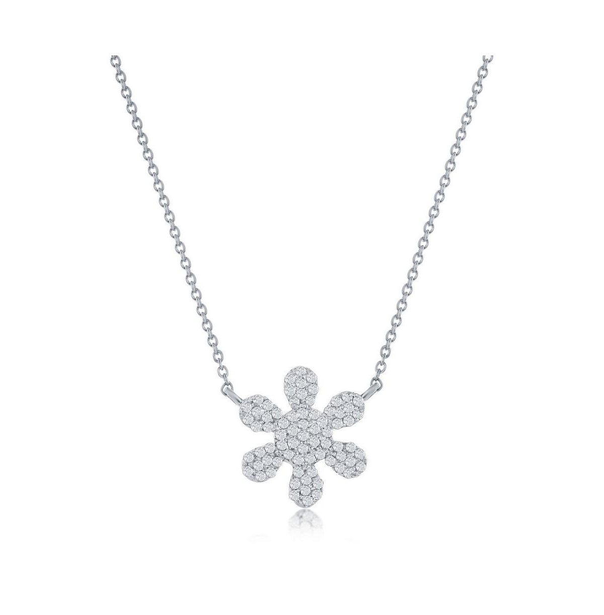SIMONA FLOWER DIAMOND NECKLACE (0.25 CT. T.W.) - 71 STONES IN STERLING SILVER