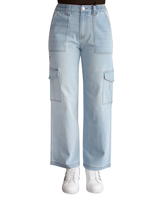 Almost Famous Crave Fame Juniors' Wide-Leg Utility Cargo Jeans - Macy's