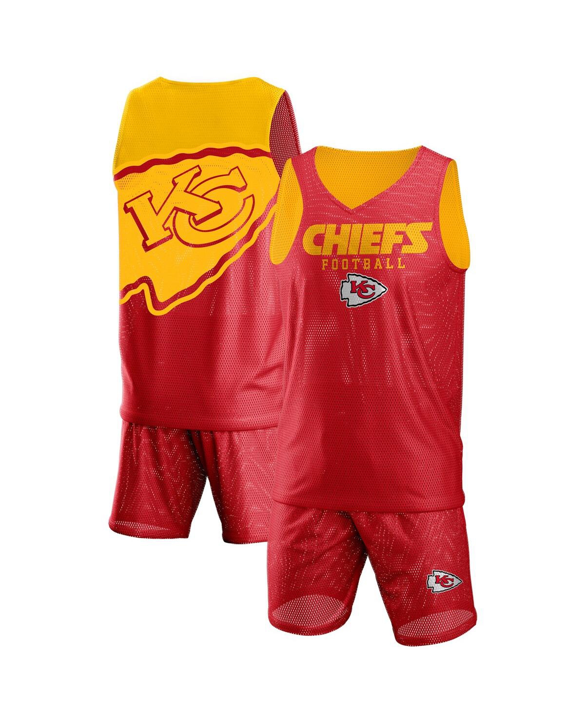 Foco Men's  Red Kansas City Chiefs Colorblock Mesh V-neck Tank Top And Shorts Set