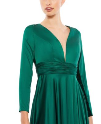Women's Ieena Long Sleeve Ruched Waist A-Line Gown