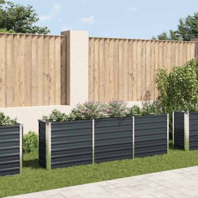 Raised Bed Anthracite Galvanized Steel 94.5 x 15.7 x 30.3 in