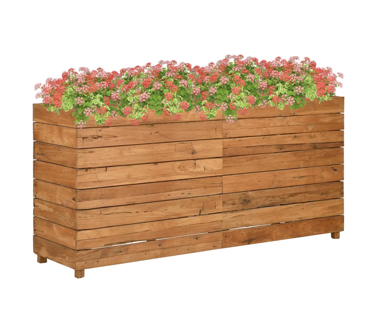 Raised Bed 59.1"x15.7"x28.3" Recycled Teak Wood and Steel - Brown