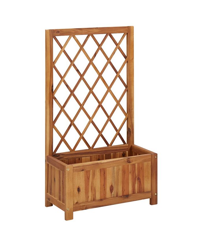 vidaXL Garden Raised Bed with Trellis Solid Acacia Wood Macy's
